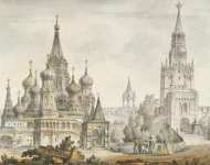 Quarenghi Giacomo Pokrovsky Intercession of the Virgin Cathedral and the Spasskaya Saviour Tower in Moscow - Hermitage